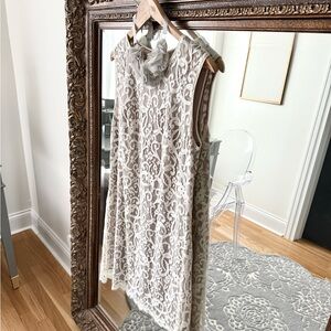 LOFT Cream Floral Detail Dress